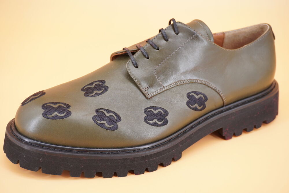 Armando Cabral Oba Lace-Up Lug Derby Vert militaire Lug Sole Size 12 /45 Men Lug